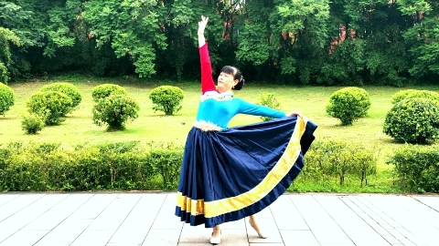 泸州芳芳广场舞《我的玫瑰卓玛拉》欢快藏族舞，编舞，花与影